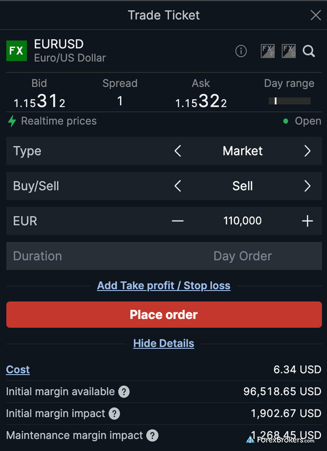 Saxo's SaxoTraderPRO desktop trading platform trade ticket window Saxo's SaxoTraderPRO desktop trading platform trade ticket window